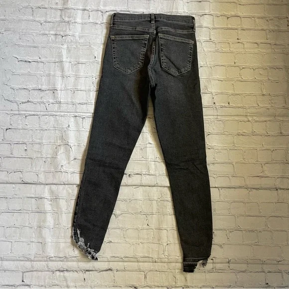 Topshop Grey Jamie Distressed Hem Cropped Ankle Skinny Jeans - Picture 3 of 4